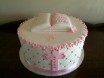 Pretty in pink christening cake Pretty in pink christening cake